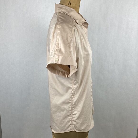 Gap Button Down Shirt Small Short Sleeve Gathered Shoulders Blouse - Picture 6 of 10